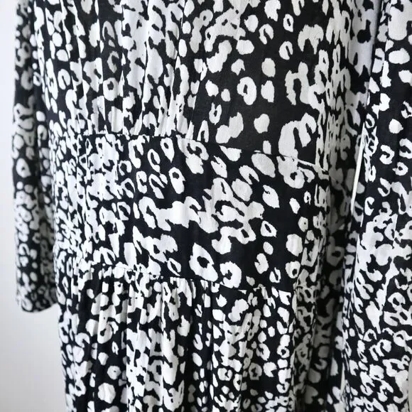 Max Mara IT 42 US 8 Soft Jersey Knit Tie Waist V Neck Dress Black Leopard Print - Picture 9 of 10